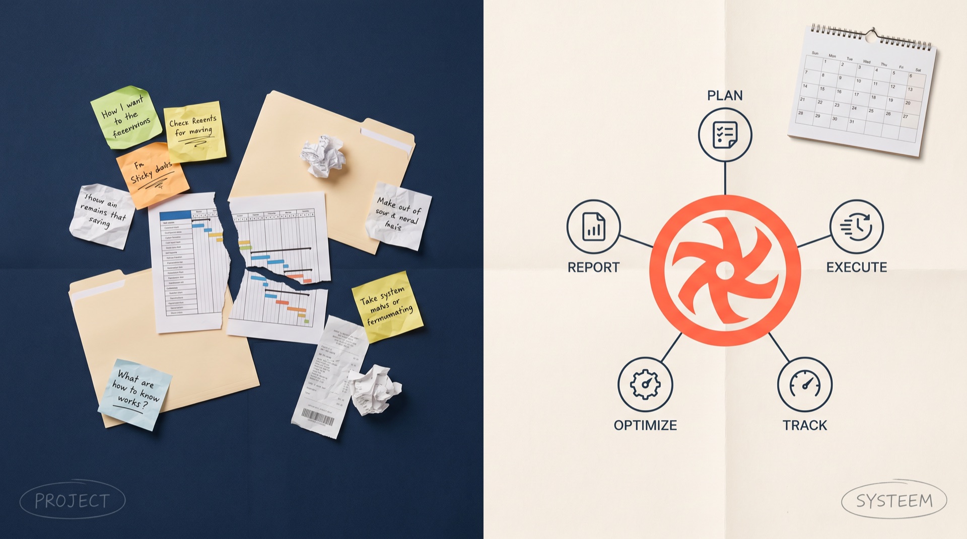 Marketing-systeem vs marketing-project — ROI-verschil